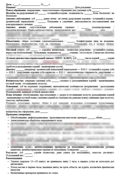 Хирургия: шаблоны карт для стоматологии